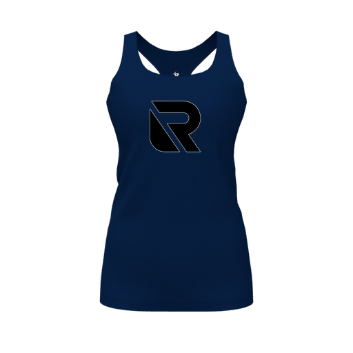 [CUS-DFW-RCBK-PER-NVY-FYS-LOGO2] Racerback Tank Top (Female Youth S, Navy, Logo 2)