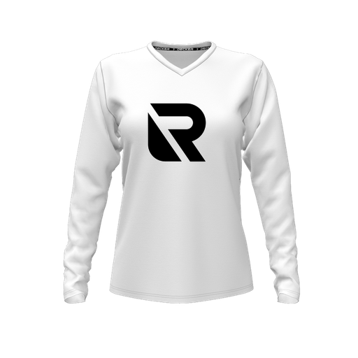 [FTLVCFWH-FYXS-LOGO2] Decker Comfort T-Shirt (Female Youth XS, White, V Neck, Logo 2, Long Sleeve)