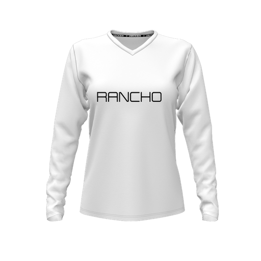 [CUS-DFW-TEES-PER-VNK-LSL-WHT-FYXS-LOGO1] Performance T-Shirt (Female Youth XS, White, V Neck, Logo 1, Long Sleeve)