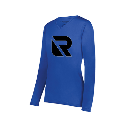 [222824.060.S-LOGO2] Ladies LS Smooth Sport Shirt (Female Adult S, Royal, Logo 2)