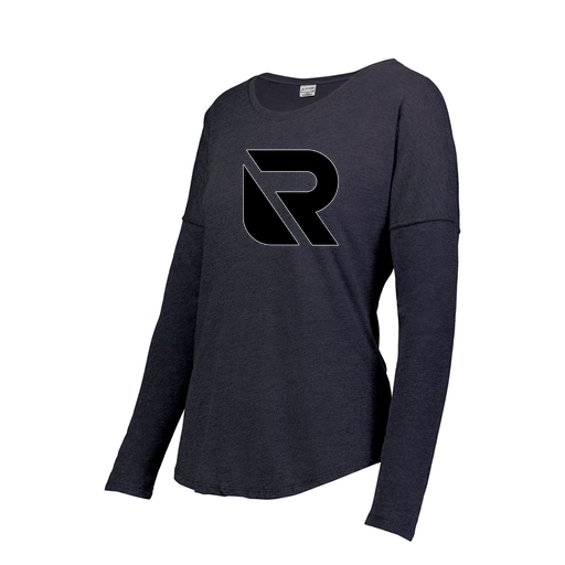[3077.72N.S-LOGO2] Ladies LS Ultra-blend T-Shirt (Female Adult S, Navy, Logo 2)
